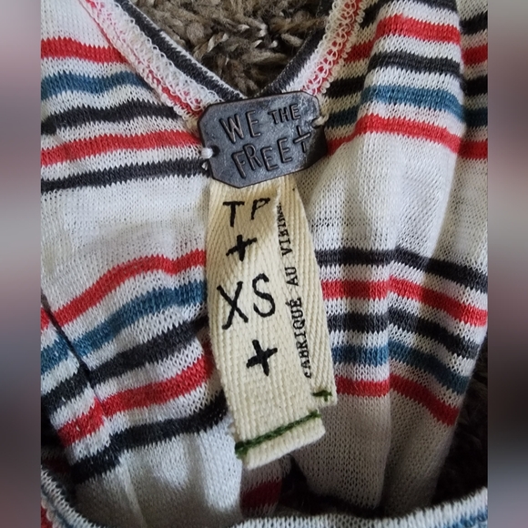 NWT Free People We The Free Linen Twist Back White Striped Tank Top XS - Picture 5 of 8